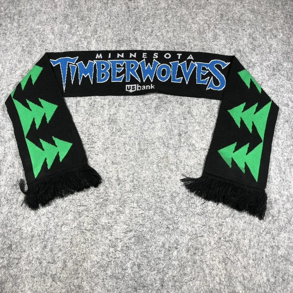 Minnesota Timberwolves Scarf Mens One Size Black NBA Basketball Knit Winter